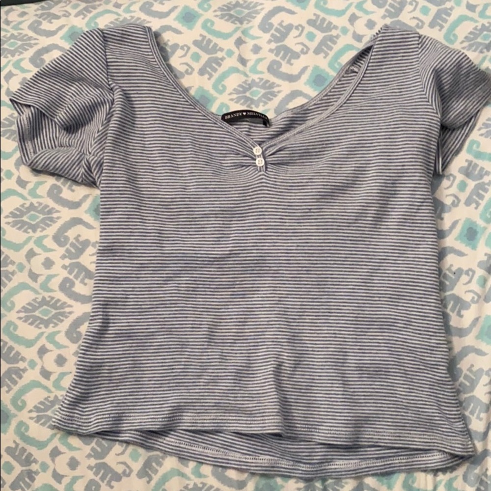 Brandy Melville blue and white striped top